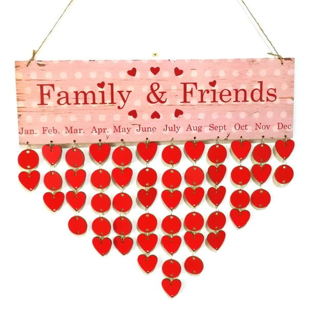 Special Dates Planner Wooden Calendar Family Friends Birthday Reminder Board